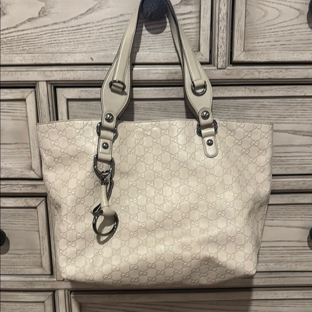 Gucci Beige Monogram Tote Bag - Guaranteed Authenticity